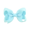 Light blue grosgrain ribbon bow hair clip for girls with classic ribbed texture - Light Blue