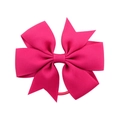 Large rose red ribbed ribbon hair bow tie for girls with elastic band durable ponytail holder - Rose Pink (14)