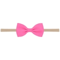 Fascia per neonati con fiocco rosa in tessuto a spina di pesce ed elastico in nylon - Rosa (13)