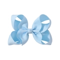 Light blue multi-layered grosgrain ribbon bow hair clip with textured fabric finish - Azure (308)