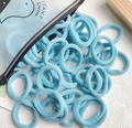 Bulk set of light blue high-elastic nylon hair ties in a translucent zipper pouch - 20 Pieces Set / Light Blue (17)