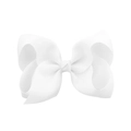 Fermaglio per capelli classico bianco in nastro grosgrain con fiocco a strati bimba - 18