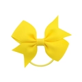 Élastique à cheveux avec nœud en ruban gros-grain jaune vif pour coiffure de fille - Jaune (10)