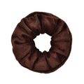 Chocolate brown velvet hair scrunchie with soft ribbed texture and glossy finish - Coffee (11)
