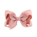 Pink grosgrain ribbon boutique bow hair clip with layered design for girls - Pink