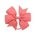 Coral pink grosgrain ribbon hair bow with high elastic hair tie for little girls - Light Pink (15)