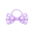 Nœud papillon violet à motif floral avec élastique à cheveux pour petite fille - Style Floral Violet (1) / Ensemble de 20 Pièces