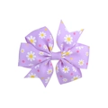 Fiocco per capelli viola in grosgrain con stampe floreali di margherite e pois - Viola Floreale (3)
