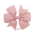 Pink grosgrain ribbon layered bow hair tie with elastic band for girls' hair styling - Deep Pink (16)