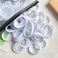 Elastic nylon hair ties in pure white color stored in a clear frosted zipper pouch - 20 Pieces Set / White (18)