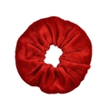 Classic bright red velvet scrunchie with soft ruched texture for hair styling - Red (12)