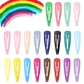 Set of 20 assorted colorful macaron drip oil metal snap hair clips for girls - 20 Colors Mixed Pack