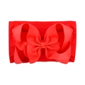 Vibrant red baby headband with a large 6.3 inch grosgrain ribbon bow on elastic nylon - Bright Red (235-038)