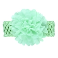 Mint green chiffon flower headband for babies with a hollow crochet elastic strap - Mint Green Style (34)