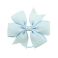 Light blue ribbed grosgrain ribbon bow hair tie for girls with elastic hair band - Light Blue (17)