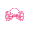 Vue détaillée du chouchou à nœud rose avec imprimé marguerites et élastique robuste - Style Marguerite Rose et Blanche (5) / Ensemble de 20 Pièces