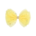 Yellow tulle bow hair clip with sparkling gold and silver stars for women and girls - Sequin Star Moon Bow / Yellow