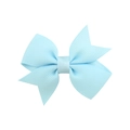 Macro detail of a light blue double-layered grosgrain ribbon bow hairpin for girls - Mint Green(17)
