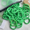Elastic candy green nylon hair ties for children in transparent storage zipper bag - 20 Pieces Set / Green (20)