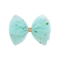 Minzgrüne Stern Mond Netz Haarschleife mit funkelndem goldenen Glitzer Mittelstück - Mint Green Mesh Star Moon Style (34)