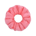 Pink velvet scrunchie featuring a soft plush texture and classic pleated design for women - Pink (15)