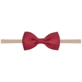 Détail du nœud en tissu côtelé bordeaux sur le bandeau bébé en nylon sans couture - Rouge Vin (33)