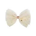 Detail of off-white layered mesh bow clip with golden stars and rose gold center - Sequin Star Moon Bow / Off White