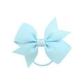 Nœud pour cheveux en ruban gros-grain bleu clair avec élastique pour fille - Bleu Ciel (17)