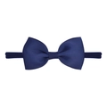 Dettaglio ravvicinato della fascia per neonati blu navy con fiocco a coste elasticizzato - Blu Notte (1)