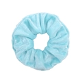 Classic aqua blue velvet scrunchie featuring a soft texture and elegant elastic pleats - Light Blue (17)
