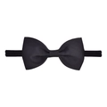 Vista dettagliata della trama a coste nere di una fascia a fiocco in nylon per neonati - Nero (4)