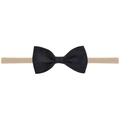 Black bow headband with seamless nylon elastic band for babies and toddlers - Black (4)