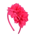 Serre-tête pour enfants avec grandes fleurs en tissu rose vif au design texturé 3D - Style Rouge Rose (7)