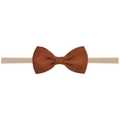 Infant headbands with a 6.1-inch brown ribbed bow and soft beige elastic nylon strap - Caramel (3)