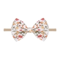 Floral print baby nylon headband with white bow and colorful small flowers pattern - Floral Fabric Style (7)