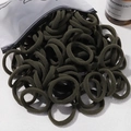 Bulk pack of high-elastic dark green nylon hair ties in a frosted zipper storage bag - 20 Pieces Set / Dark Green (45)