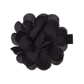Detail view of handmade black chiffon flower hair clip with a ribbon-wrapped base - Black (4)