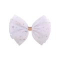 White mesh bow hair clip with silver stars and rose gold glitter center detail - Sequin Star Moon Bow / White