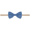 Bandeau bébé avec nœud bleu texturé et ruban en nylon élastique doux de couleur chair raffiné - Bleu (36)