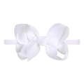 Detail shot of the white ribbed fabric bow headband showing elastic nylon band texture - White (18)