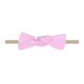 Handmade pink fabric flower bow headband for babies with high elasticity nylon band - Pink Cotton Linen Style (9)
