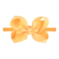 Close-up detail of orange solid bow headband with ribbed texture and elastic nylon band - Orange Yellow (40)