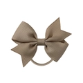 Handmade khaki grosgrain ribbon bow hair tie with high elastic band for girls - Light Coffee (838)
