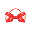 Élastique à cheveux pour enfants avec nœud rouge en ruban côtelé et motif marguerite - Style Marguerite Rouge (11) / Ensemble de 20 Pièces