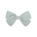 Pale mint green cotton linen bow hair clip for girls with fine mesh texture finish - Light Mint Green (19)