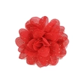 Pince à cheveux fleur en mousseline rouge 2,4 pouces avec détails pailletés - Cramoisi (11)