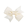 Classic cream grosgrain ribbon bow hair clip with symmetrical swallowtail design - Cream White (21)