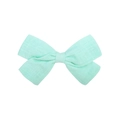 Detailed texture of light mint green linen bow hair clip showing woven fabric fibers - Light Mint (35)