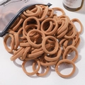 Set of khaki thick towel fabric hair ties for children in translucent cat zipper bag - 20 Pieces Set / Khaki (42)