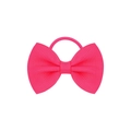 Detail of bright pink grosgrain ribbon bow hair tie with high elastic rubber band for girls - Bright Pink (13)